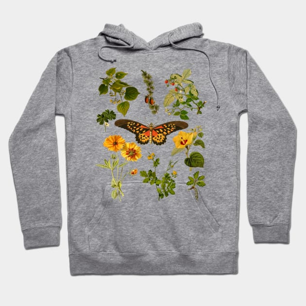 Cottagecore Vintage Plants and Butterfly Hoodie by Souls.Print